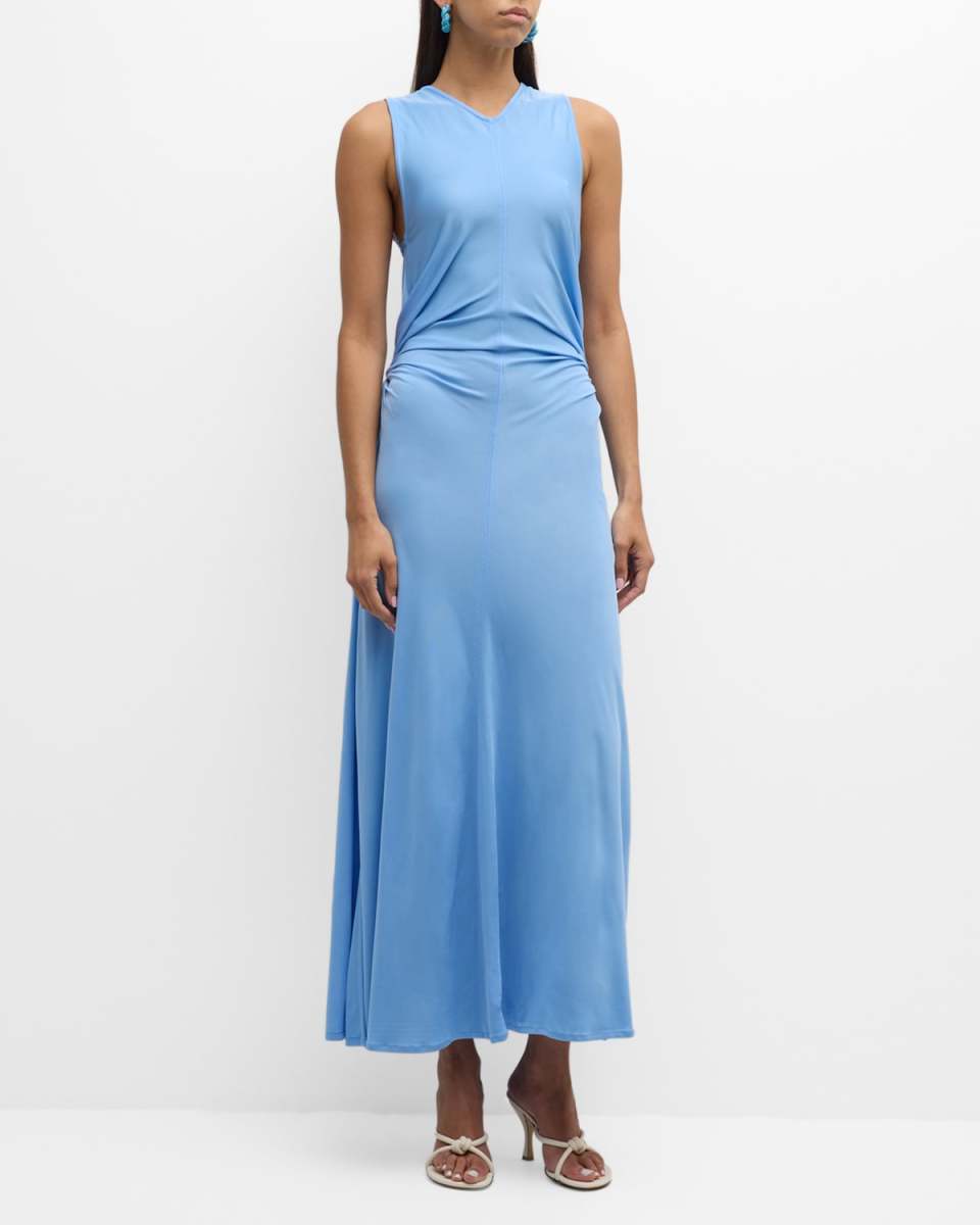 Twisted O-Ring Cutout Sleeveless Stretch Jersey Maxi Dress