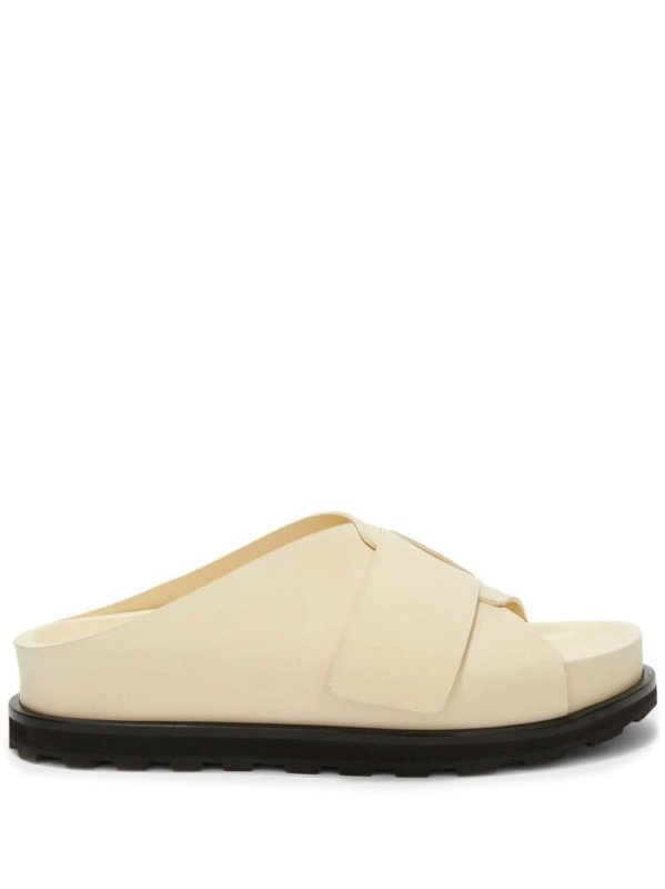 platform leather slides