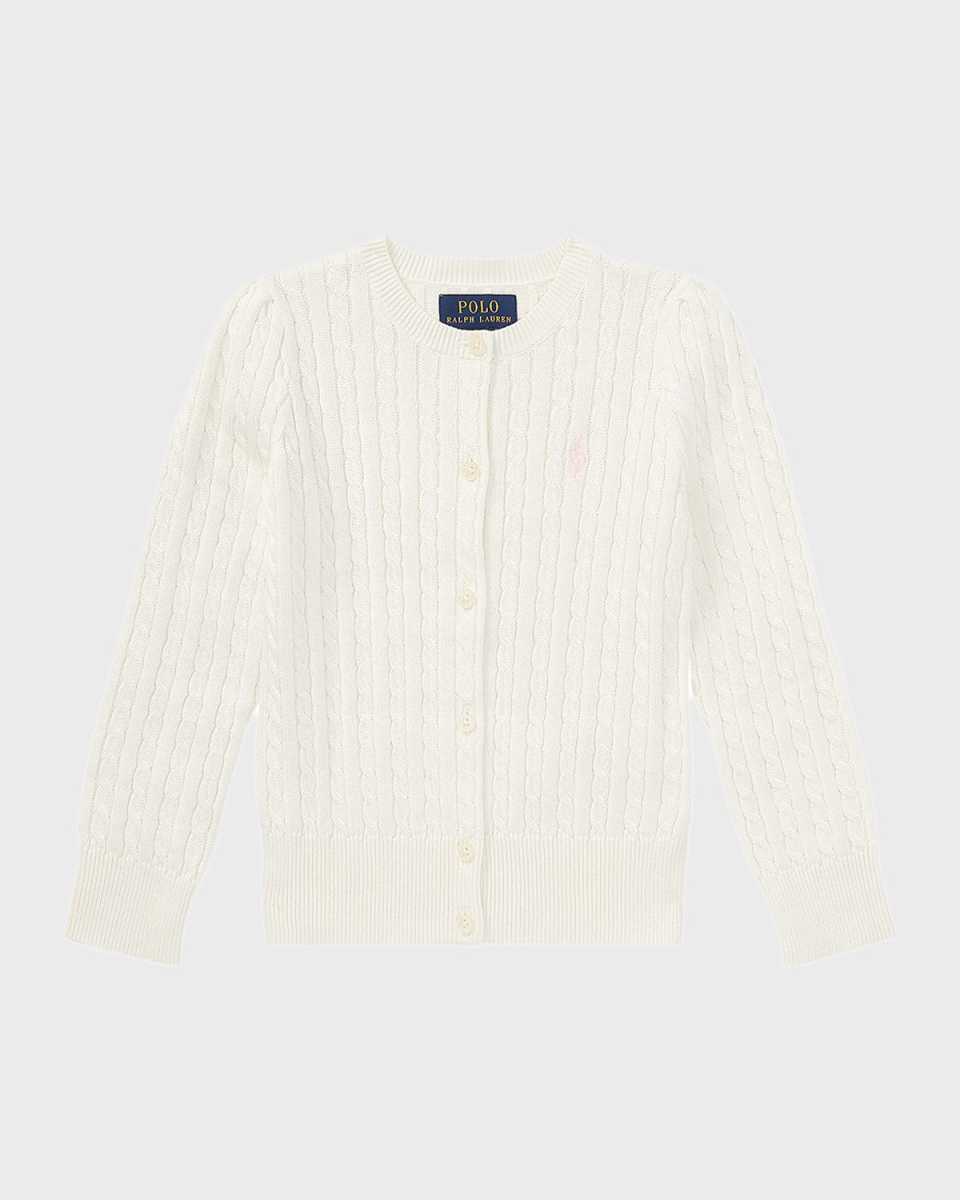 Girl's Cable-Knit Ribbed Cardigan, Size 2-6X