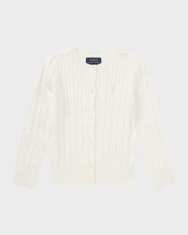 Girl's Cable-Knit Ribbed Cardigan, Size 2-6X