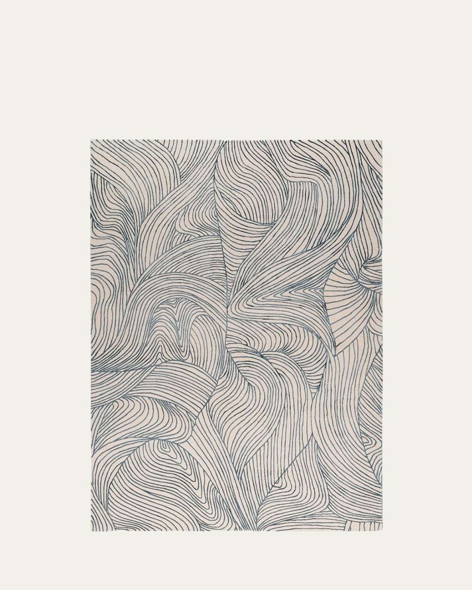 Waves Blue Hand-Knotted Rug, 9' x 12'