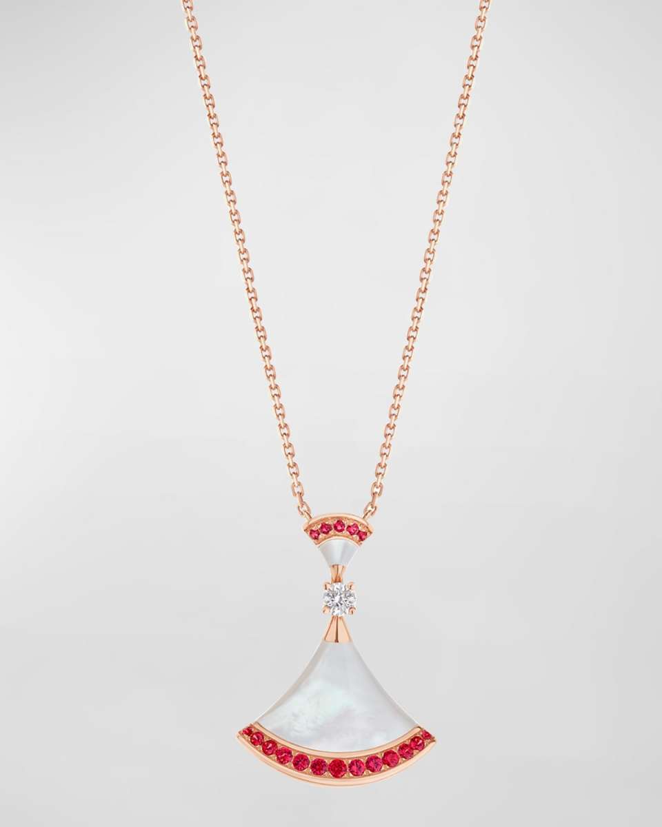 Diva's Dream Mother-of-Pearl Necklace with Diamond and Rubies