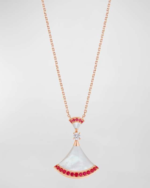 Diva's Dream Mother-of-Pearl Necklace with Diamond and Rubies