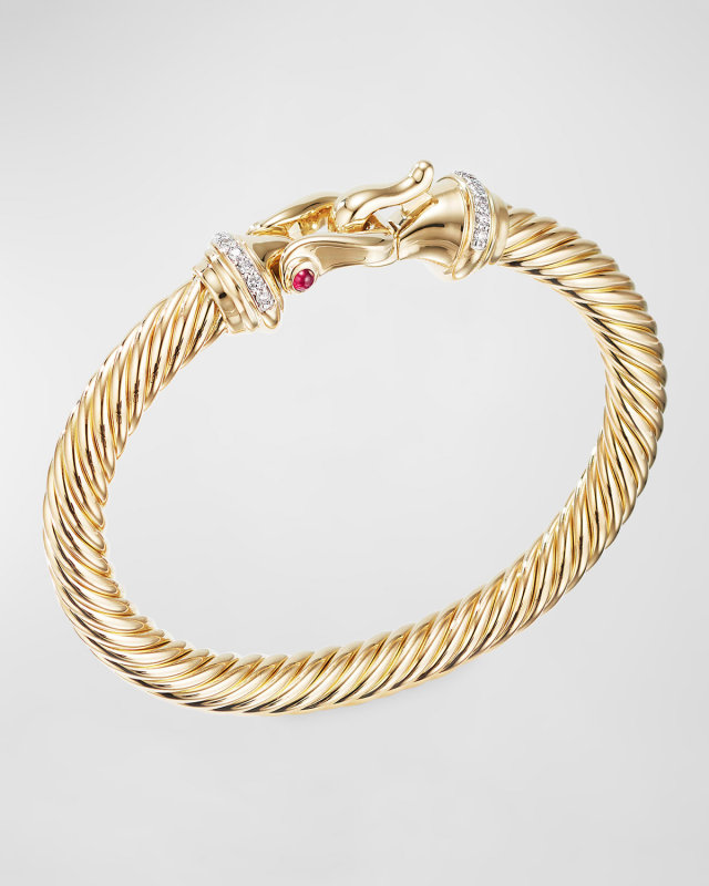 18k Buckle Bracelet w/ Rubies & Diamonds, 7mm,