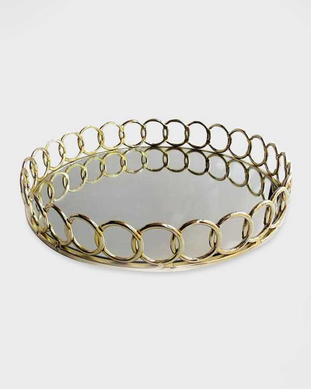 Looped Golden Round Tray, 15"Dia