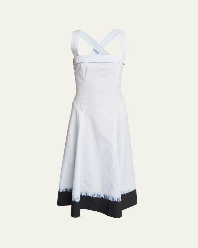 Edie Tie-Dye Sleeveless Poplin Midi Dress