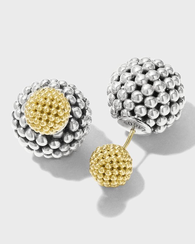 Sterling Silver & 18K Gold Front-Back Ball Earrings