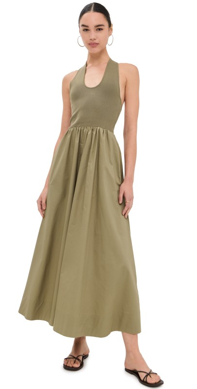 St. Agni Plunge Neck Dress Shadow