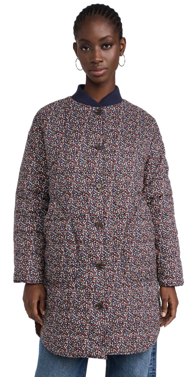 THE GREAT Outdoors The Reversible Down Treeline Puffer Midnight Floral And Copper