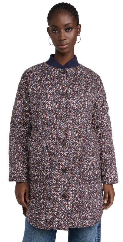 THE GREAT Outdoors The Reversible Down Treeline Puffer Midnight Floral And Copper