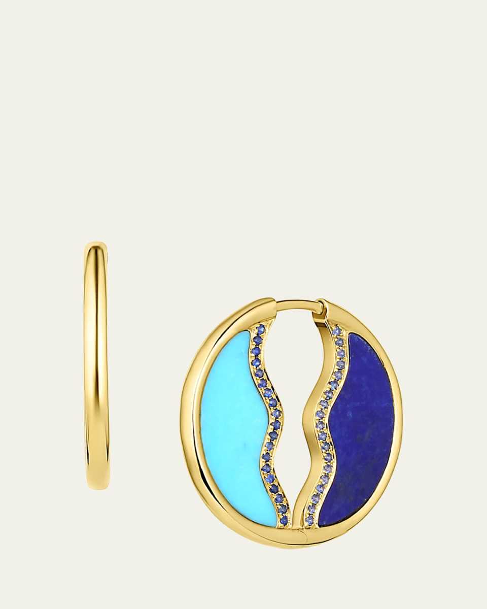 So Wavy Stone Hoop Earrings in 18K Gold