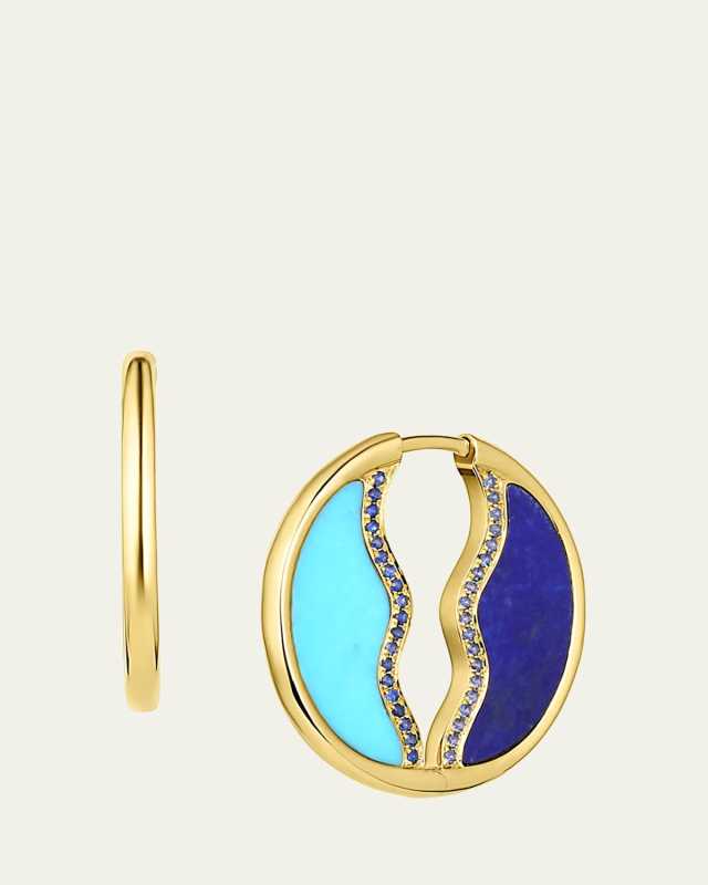 So Wavy Stone Hoop Earrings in 18K Gold