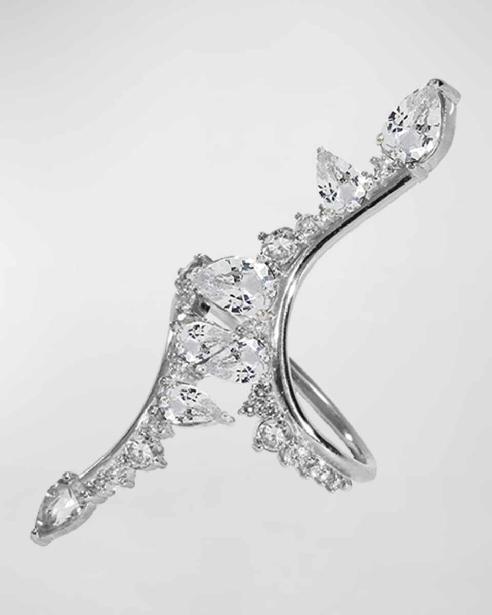 Electric Bolt Diamond Ring in 18k White Gold, Size 6.75