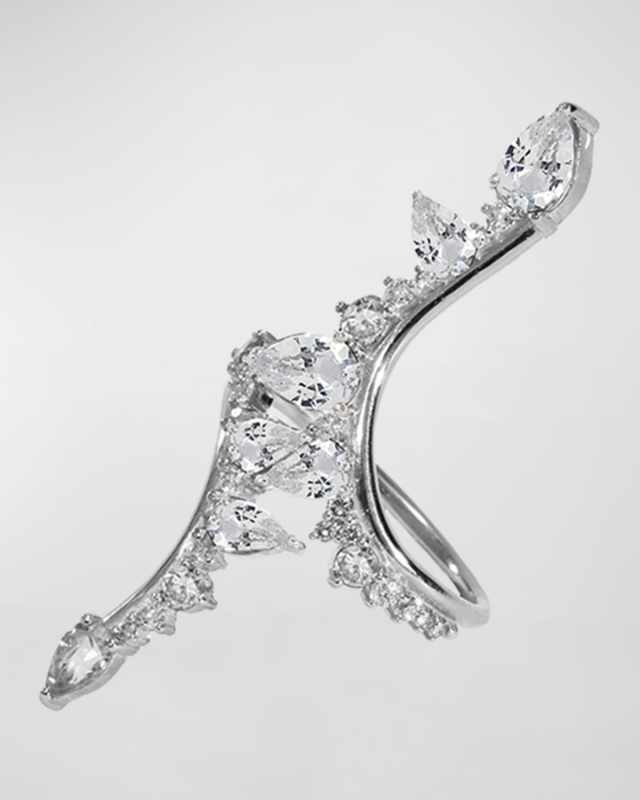 Electric Bolt Diamond Ring in 18k White Gold, Size 6.75