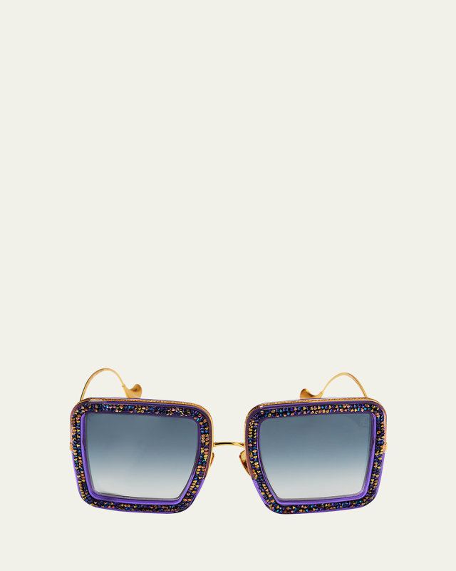 Beaming Sky Swarovski Square Acetate Sunglasses