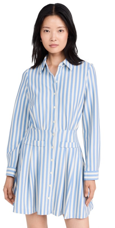 English Factory Stripe Collar Mini Dress Blue/White