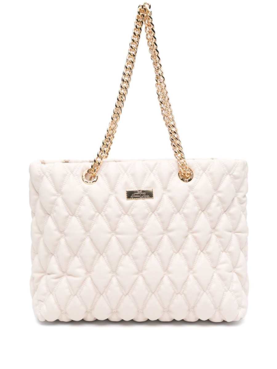 large diamond-quilted tote bag
