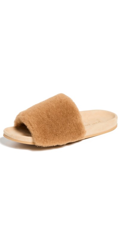Jenni Kayne Shearling Slide Sandals Natural