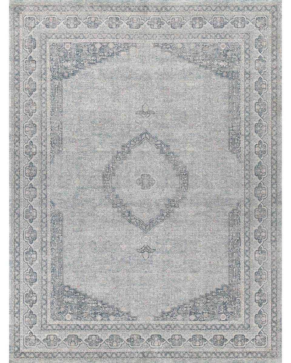 Heritage Power-Loomed Blue & Gray Rug, 8' X 10'
