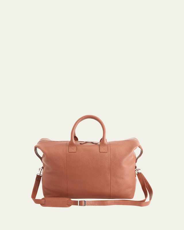 Monogrammed Leather Duffel Bag with Suitcase Handle Strap