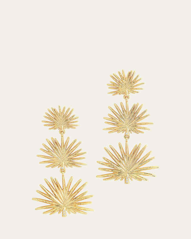 Cubic Zirconia Palm Leaves Earrings