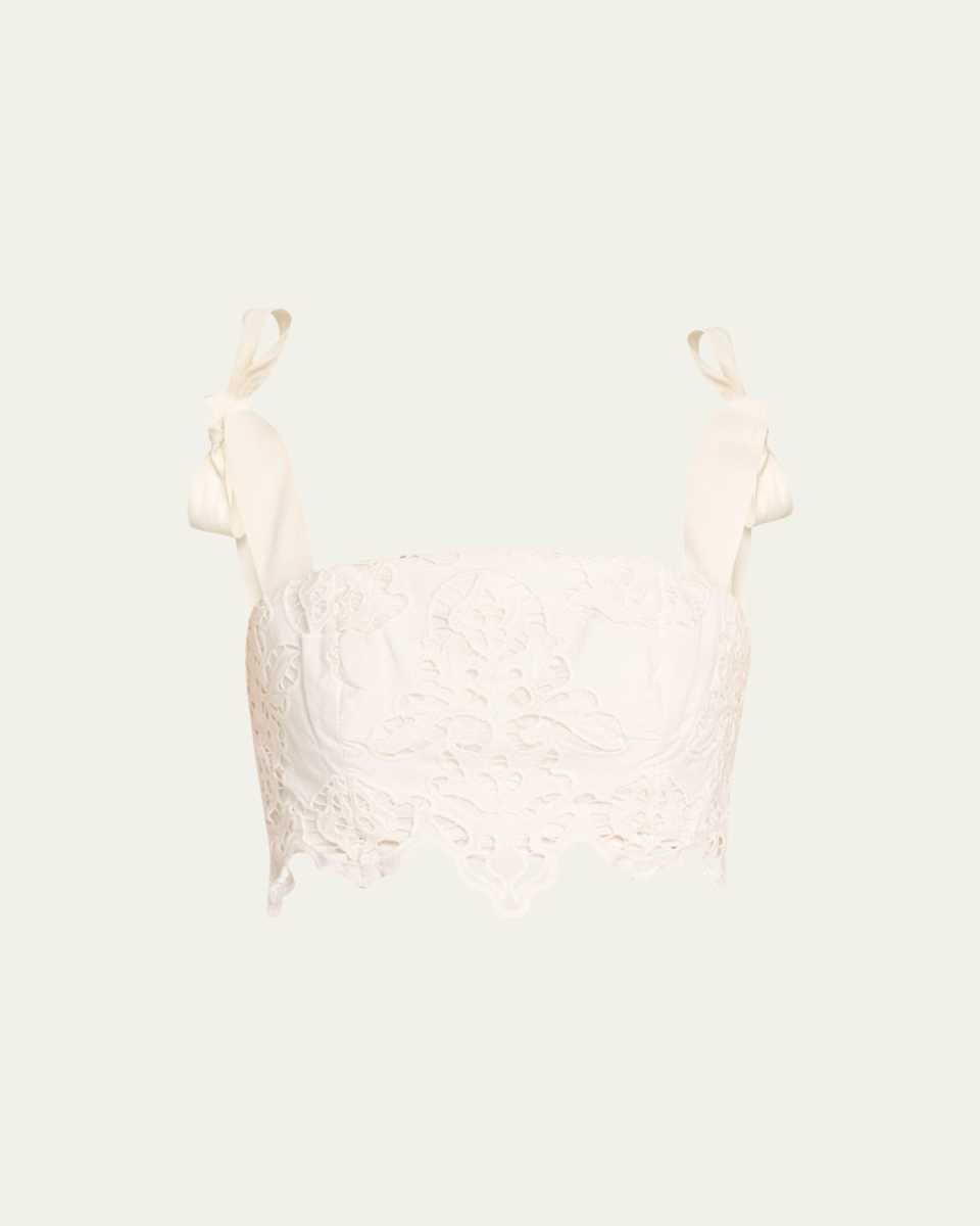 Shilo Eyelet Lace Tie-Shoulder Crop Top