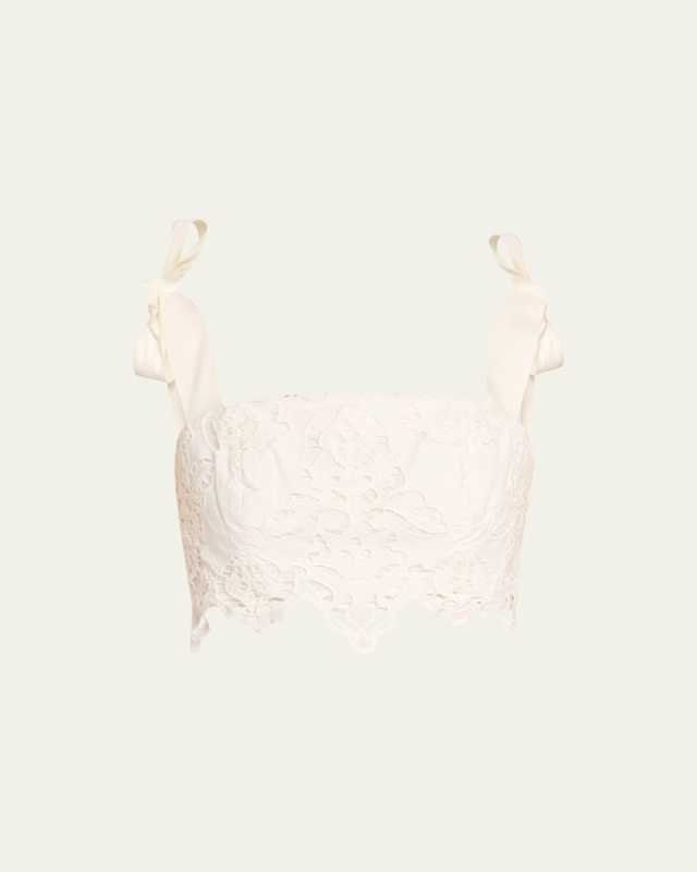 Shilo Eyelet Lace Tie-Shoulder Crop Top