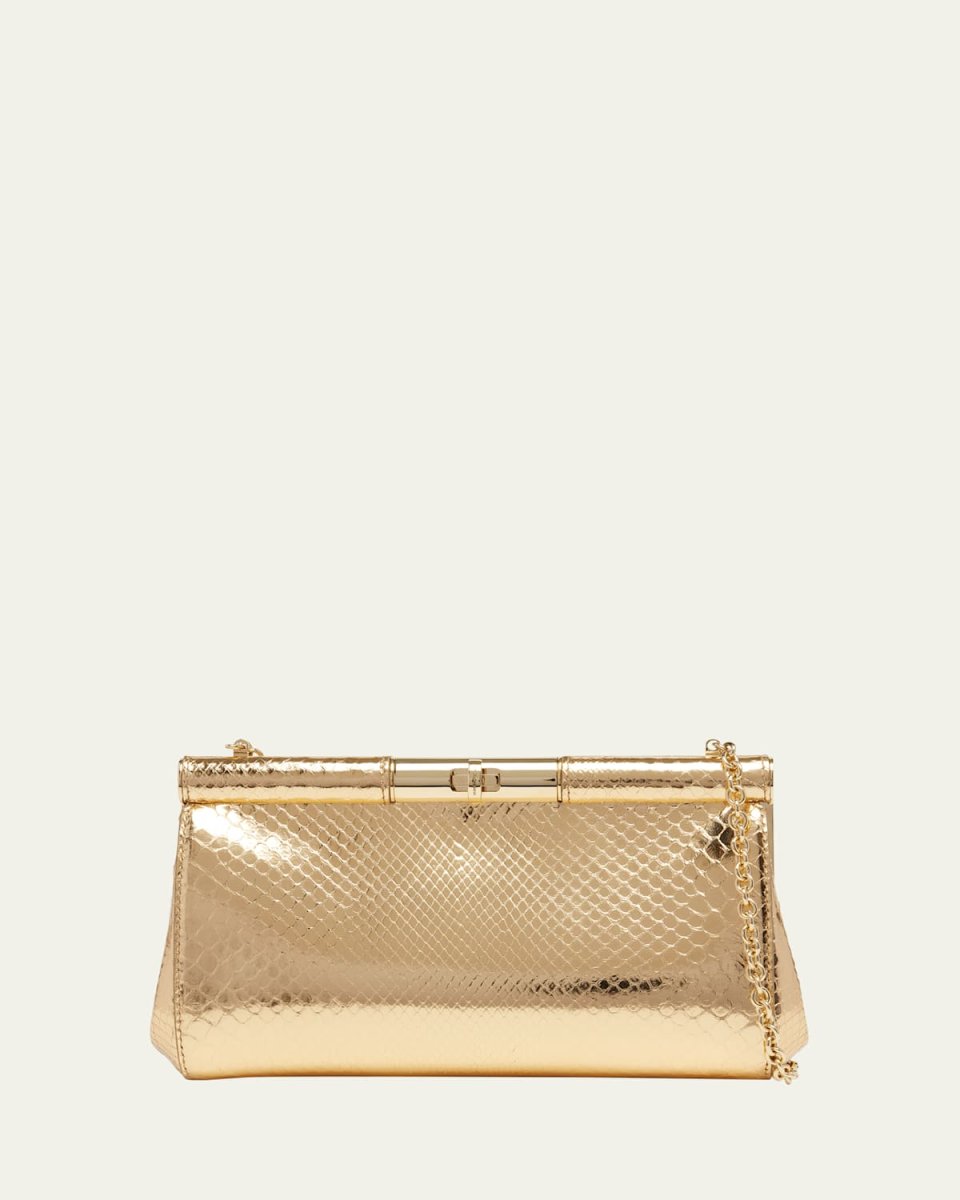 Marlene Medium Metallic Python Clutch Bag