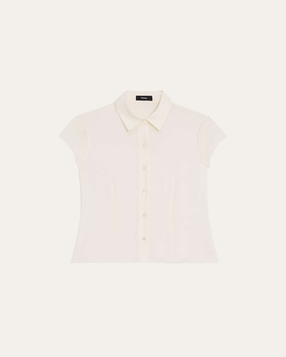 Cap-Sleeve Modern Silk Georgette Blous