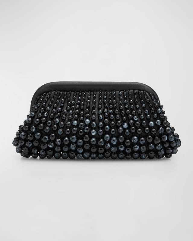 Nia Beaded Leather Clutch Bag