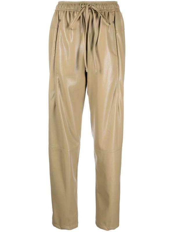 faux-leather drawstring trousers