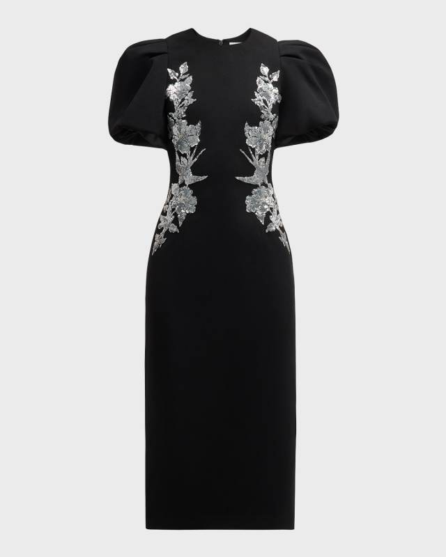Monroe Bicolor Embroidered Midi Dress