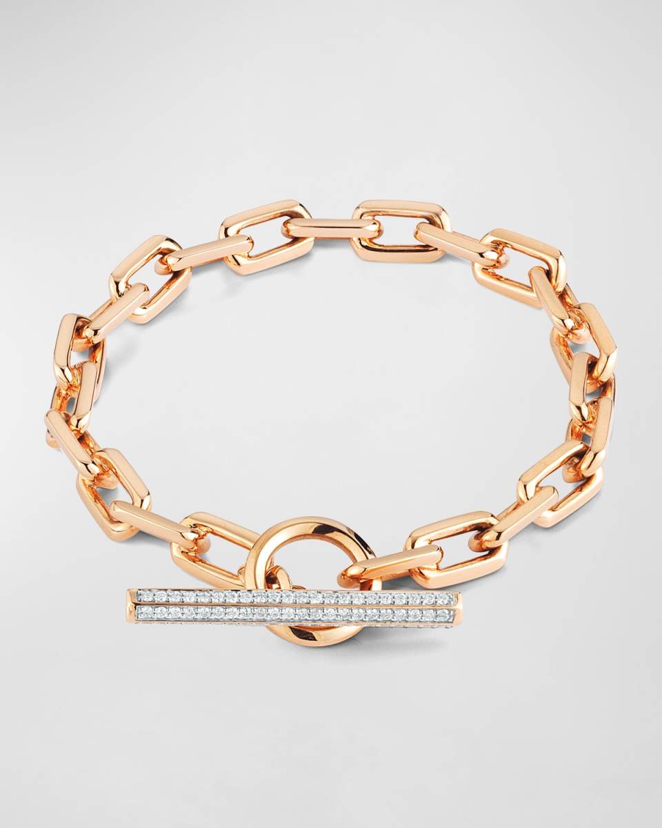 18K Rose Gold and Diamond Chain Link Toggle Bracelet