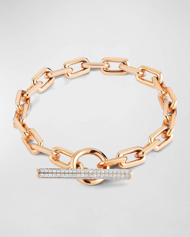 18K Rose Gold and Diamond Chain Link Toggle Bracelet