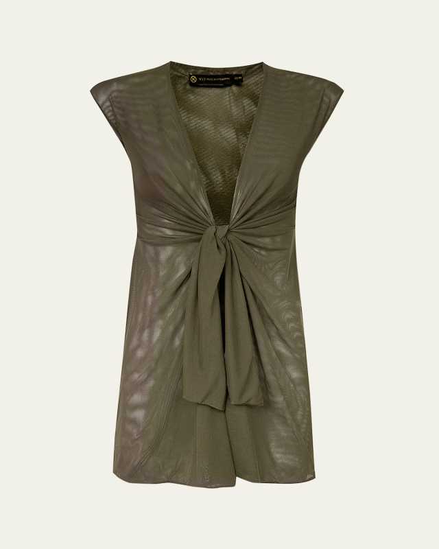 Solid Sasha Mesh Mini Dress Coverup