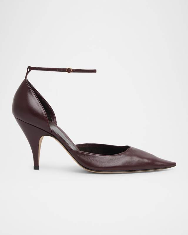 Liisa Leather D'Orsay Ankle-Strap Pumps