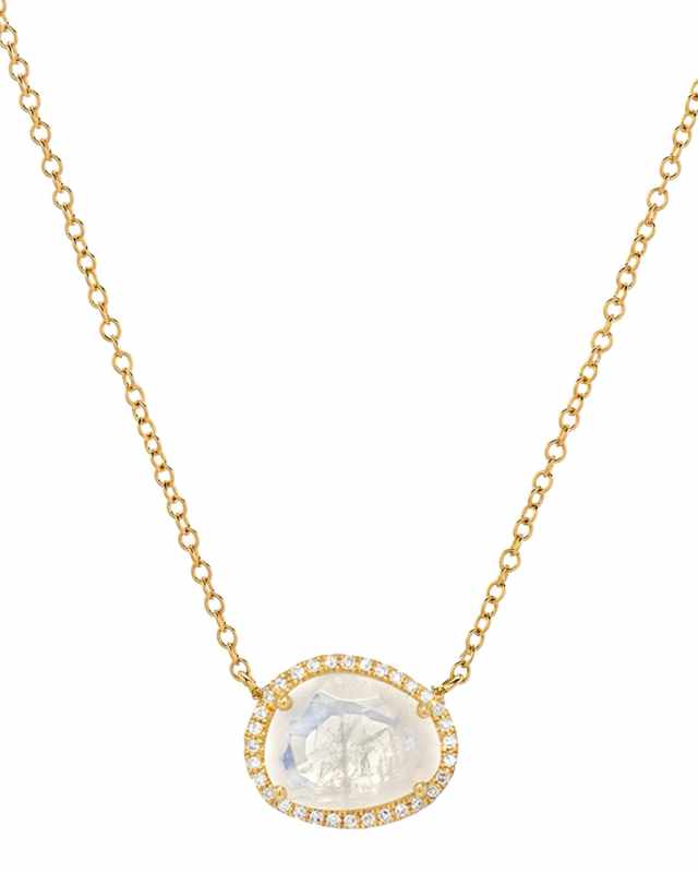 Diamond and Moonstone Necklace, 16-18"L