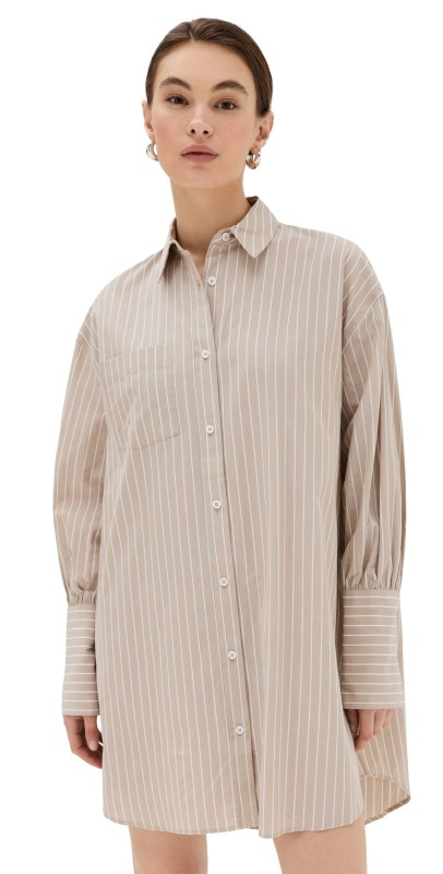 ANINE BING Lake Dress Taupe and White Stripe