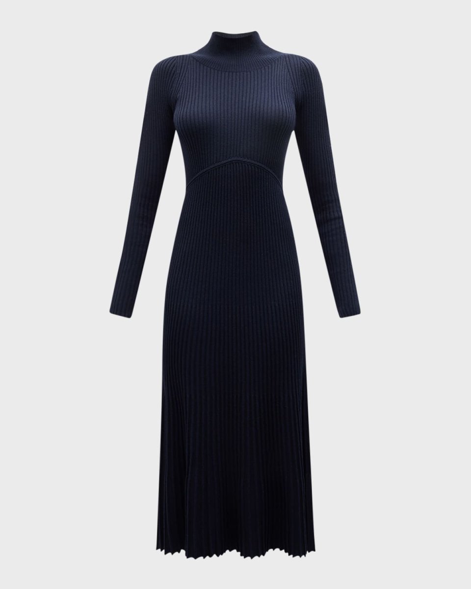 Divana Ribbed Mock-Neck Midi Dress