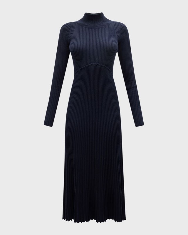 Divana Ribbed Mock-Neck Midi Dress
