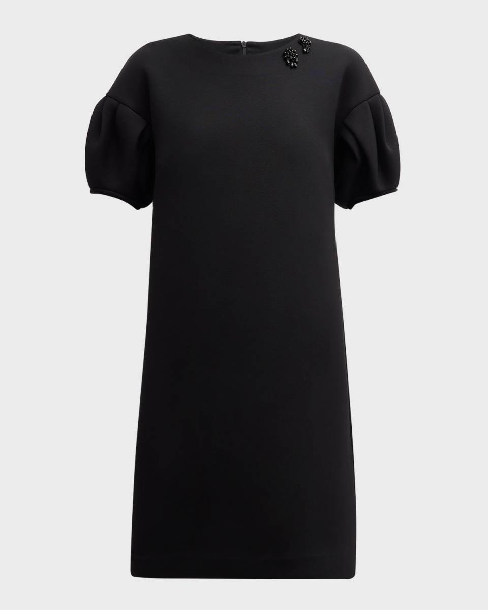 Ursola Crystal-Beaded Puff-Sleeve Mini Shift Dress