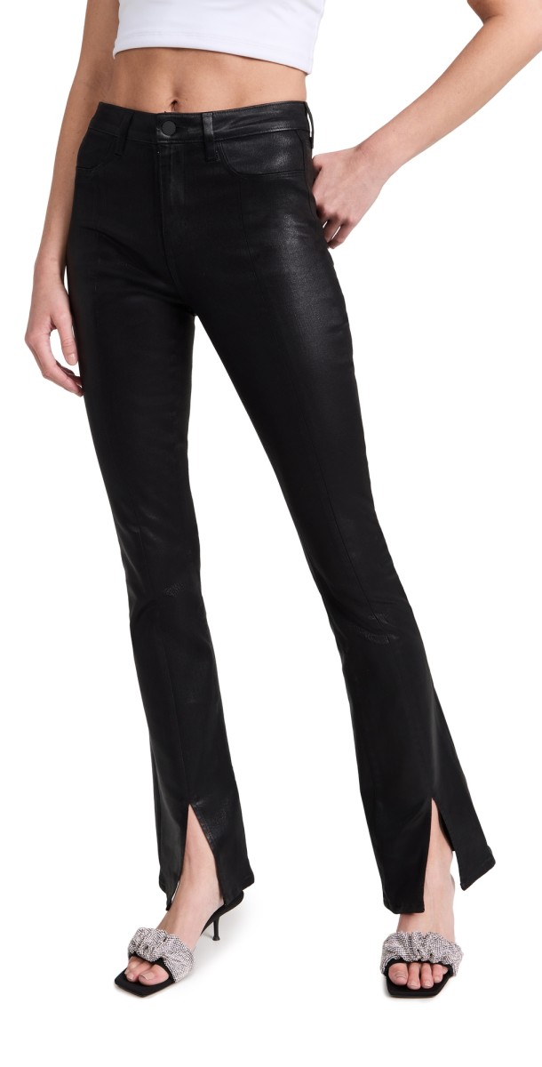 L'AGENCE Beatrix Baby Bootcut Pants Noir Coated