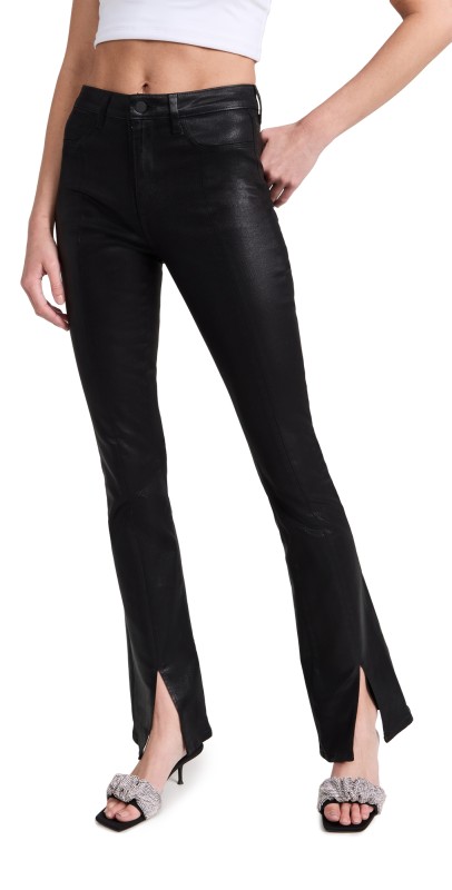 L'AGENCE Beatrix Baby Bootcut Pants Noir Coated