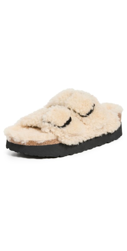 Birkenstock Arizona Big Buckle Teddy Sandal by Papillio Eggshell