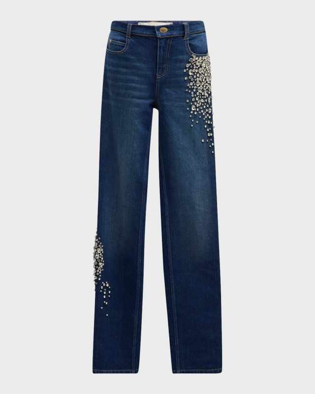 Haru Crystal Straight-Leg Jeans