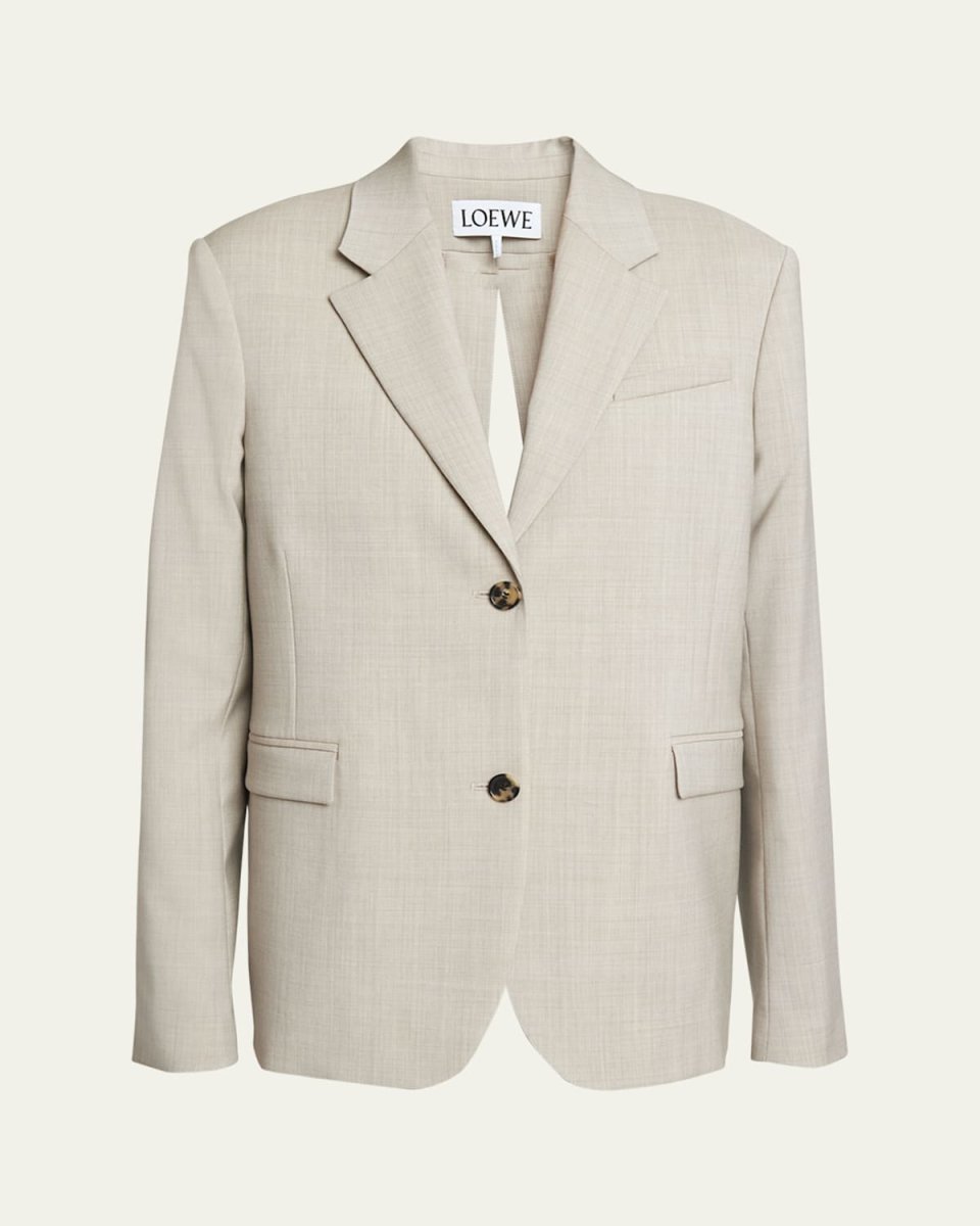 Split-Back Blazer Jacket with Tie Detail