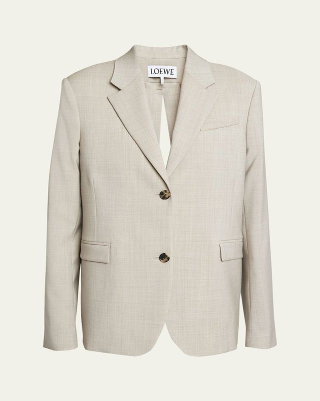 Split-Back Blazer Jacket with Tie Detail