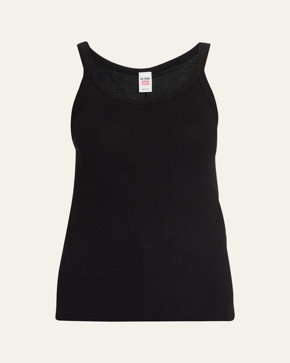 Ribbed Scoop-Neck Fitted Tank