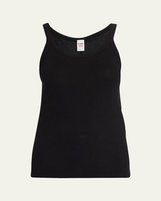Ribbed Scoop-Neck Fitted Tank