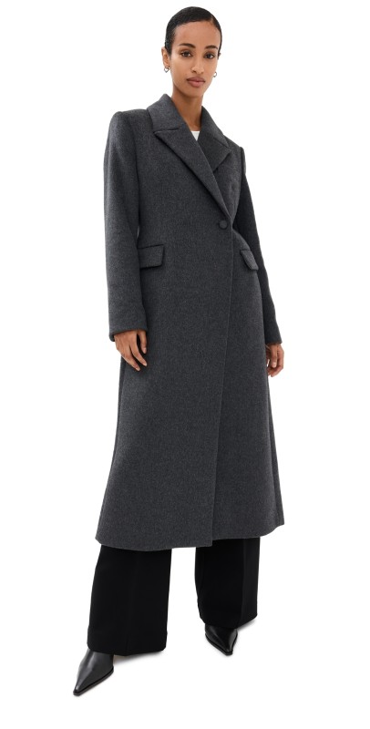 Róhe Fitted Textured Coat Anthracite Melange